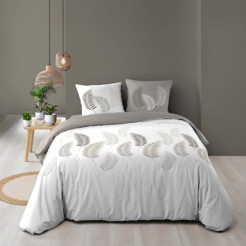 Housse de couette - 200 x 200 cm + taies - 57 fils - Feuillage