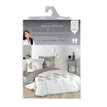 Housse de couette - 200 x 200 cm + taies - 57 fils - Feuillage
