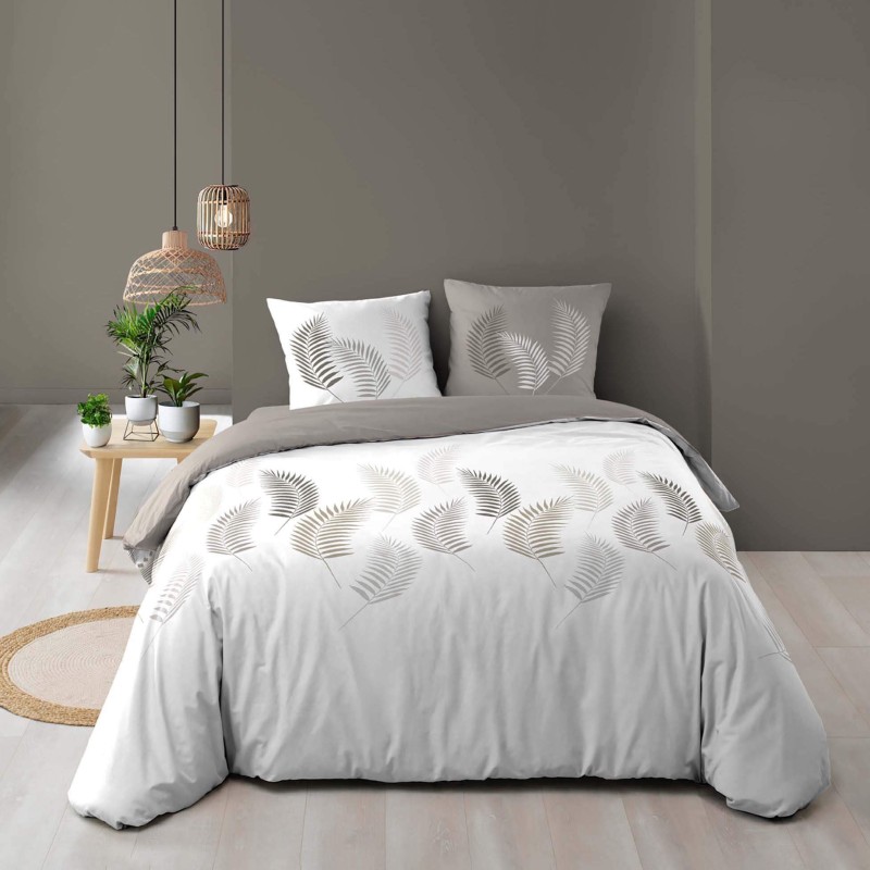 Housse de couette - 220x240 cm + taies - 57 fils - Feuillage