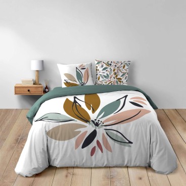 Housse de couette - 220x240 cm + taies - Dessin floral