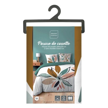 Housse de couette - 220x240 cm + taies - Dessin floral