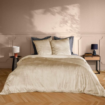 Housse de couette - 220x240 cm + taies - Velours sable