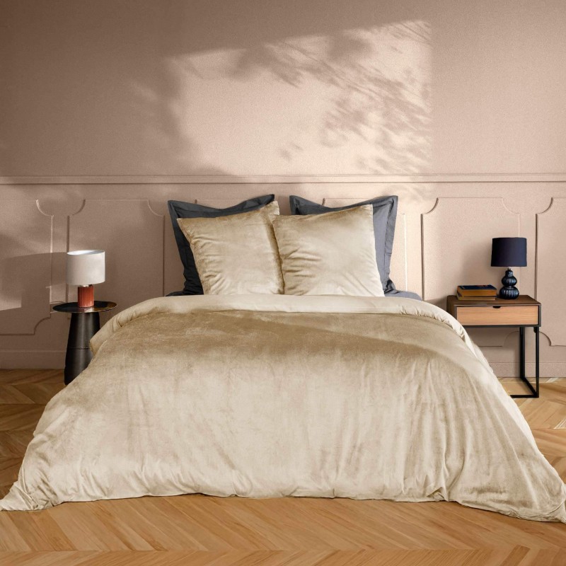 Housse de couette - 220x240 cm + taies - Velours sable