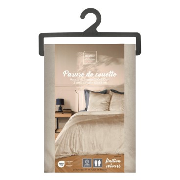 Housse de couette - 220x240 cm + taies - Velours sable