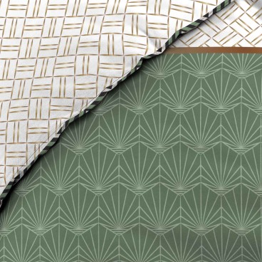 Housse de couette - 260 X 240 cm + taies - Percale 78 fils - Motifs graphiques blanc, vert et noir