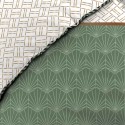 Housse de couette - 260 X 240 cm + taies - Percale 78 fils - Motifs graphiques blanc, vert et noir