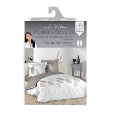 Housse de couette - 260x240 cm + taies - 57 fils - Feuillage