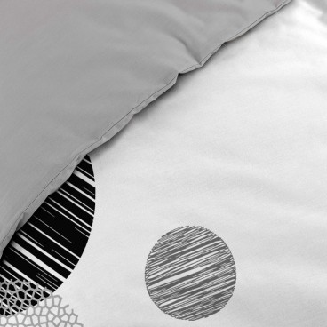 Housse de couette 140x200 cm + taies - Ronds Noir et Blanc