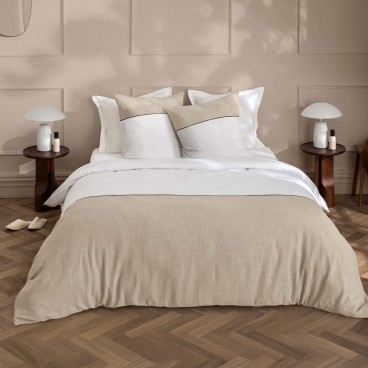 Housse de couette 220x240 cm + taies - 57 fils - Coton tissé