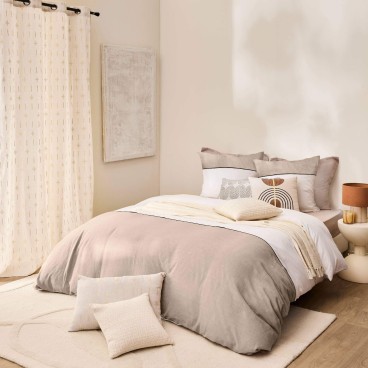 Housse de couette 220x240 cm + taies - 57 fils - Coton tissé