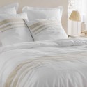 Housse de couette 220x240 cm + taies - blanche et naturel