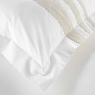 Housse de couette 220x240 cm + taies - blanche et naturel