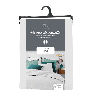 Housse de couette 220x240 cm + taies - Coton lavé