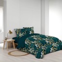 Housse de couette 220x240 cm + taies - Feuillage bleu et beige