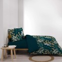 Housse de couette 220x240 cm + taies - Feuillage bleu et beige