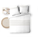 Housse de couette 220x240 cm + taies - Fils teints brodés blanche et naturel Housse de couette 220x240 cm + taies - Fils teints brodés blanche et naturel