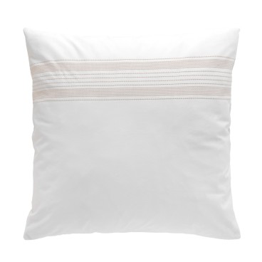 Housse de couette 220x240 cm + taies - Fils teints brodés blanche et naturel