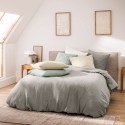 Housse de couette 220x240 cm + taies - Fils teints lavés - uni