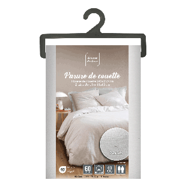 Housse de couette 220x240 cm + taies - Fils teints lavés - uni
