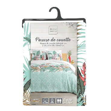Housse de couette 220x240 cm + taies - Gaze de coton - Feuillage