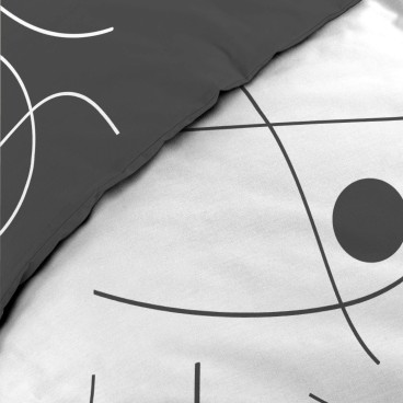 Housse de couette 220x240 cm + taies - Imprimé graphique Noir et Blanc