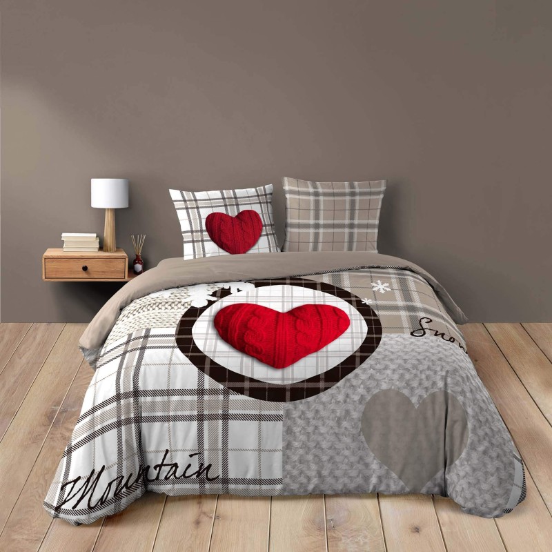 Housse de couette 220x240 cm + taies - Love mountain Housse de couette 220x240 cm + taies - Love mountain