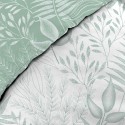 Housse de couette 220x240 cm + taies - Réversible - Feuillage blanc et sauge
