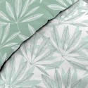 Housse de couette 220x240 cm + taies - Réversible - Feuilles blanche et sauge