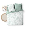 Housse de couette 240x260 cm + taies - Réversible - Feuillage blanc et sauge