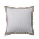Housse de couette 240x260cm + taies - 57 fils - Uni Blanc, cadre Lin Housse de couette 240x260cm + taies - 57 fils - Uni Blanc, cadre Lin