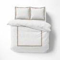 Housse de couette 240x260cm + taies - 57 fils - Uni Blanc, cadre Lin Housse de couette 240x260cm + taies - 57 fils - Uni Blanc, cadre Lin