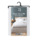 Housse de couette 240x260cm + taies - 57 fils - Uni Blanc, cadre Lin Housse de couette 240x260cm + taies - 57 fils - Uni Blanc, cadre Lin