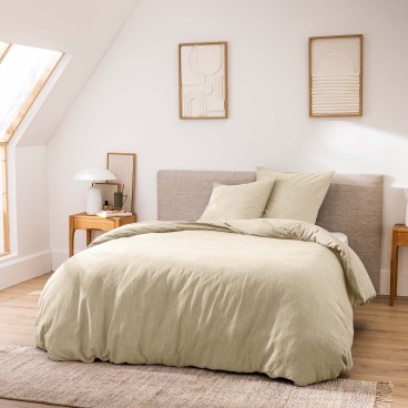 Housse de couette 260x240 cm + taies - Fils teints lavés - uni