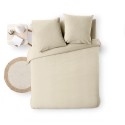 Housse de couette 260x240 cm + taies - Fils teints lavés - uni
