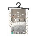 Housse de couette 260x240 cm + taies - Réversible - Feuilles blanche et naturel