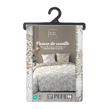 Housse de couette réversible - 220x240 cm + taies - Palmiers blancs et beiges